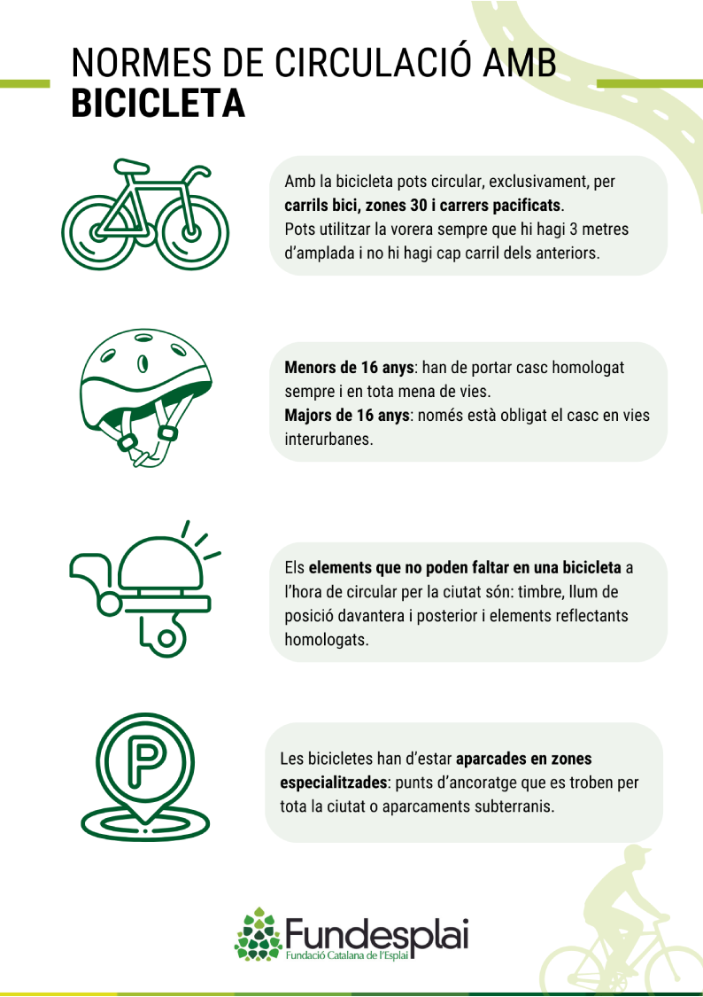 Infografia de normes de seguretat per anar amb bicicleta