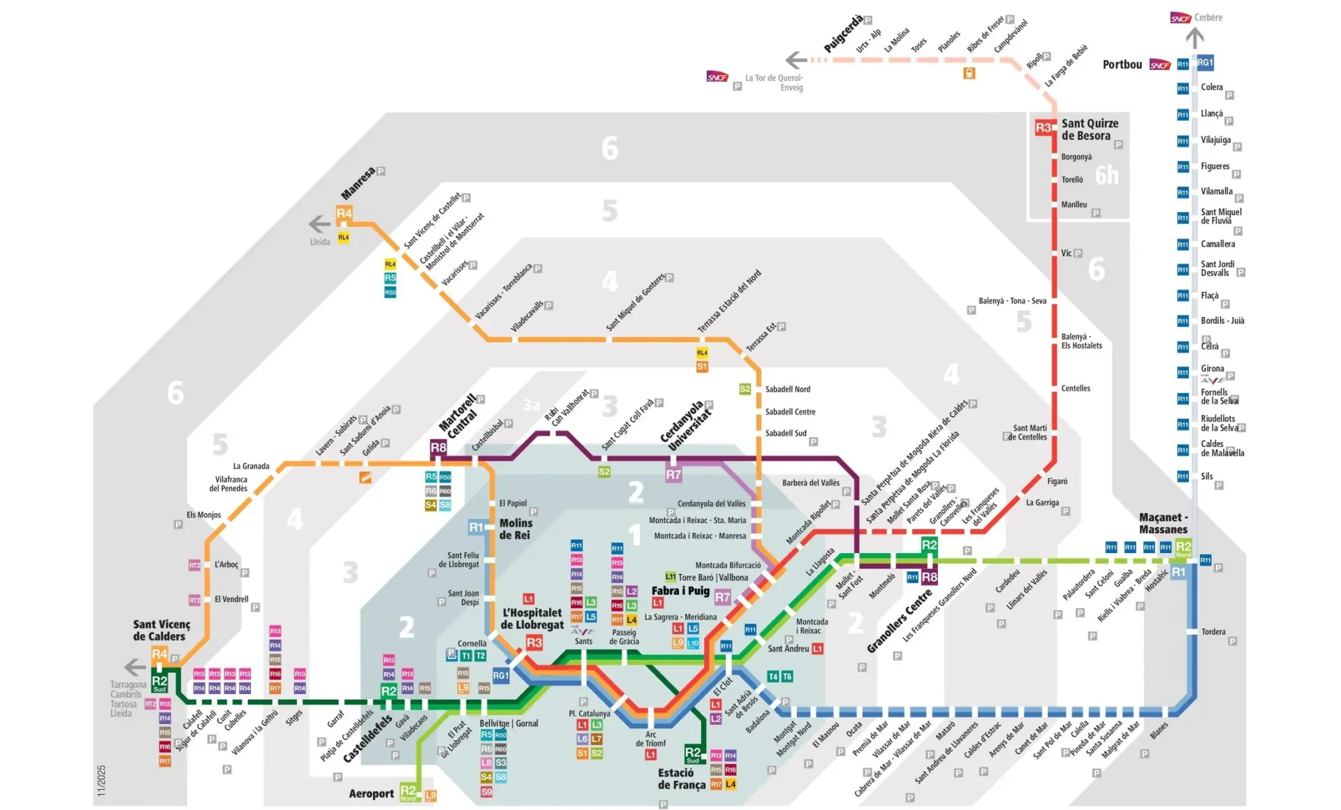 Mapa de línies de Rodalies de Catalunya
