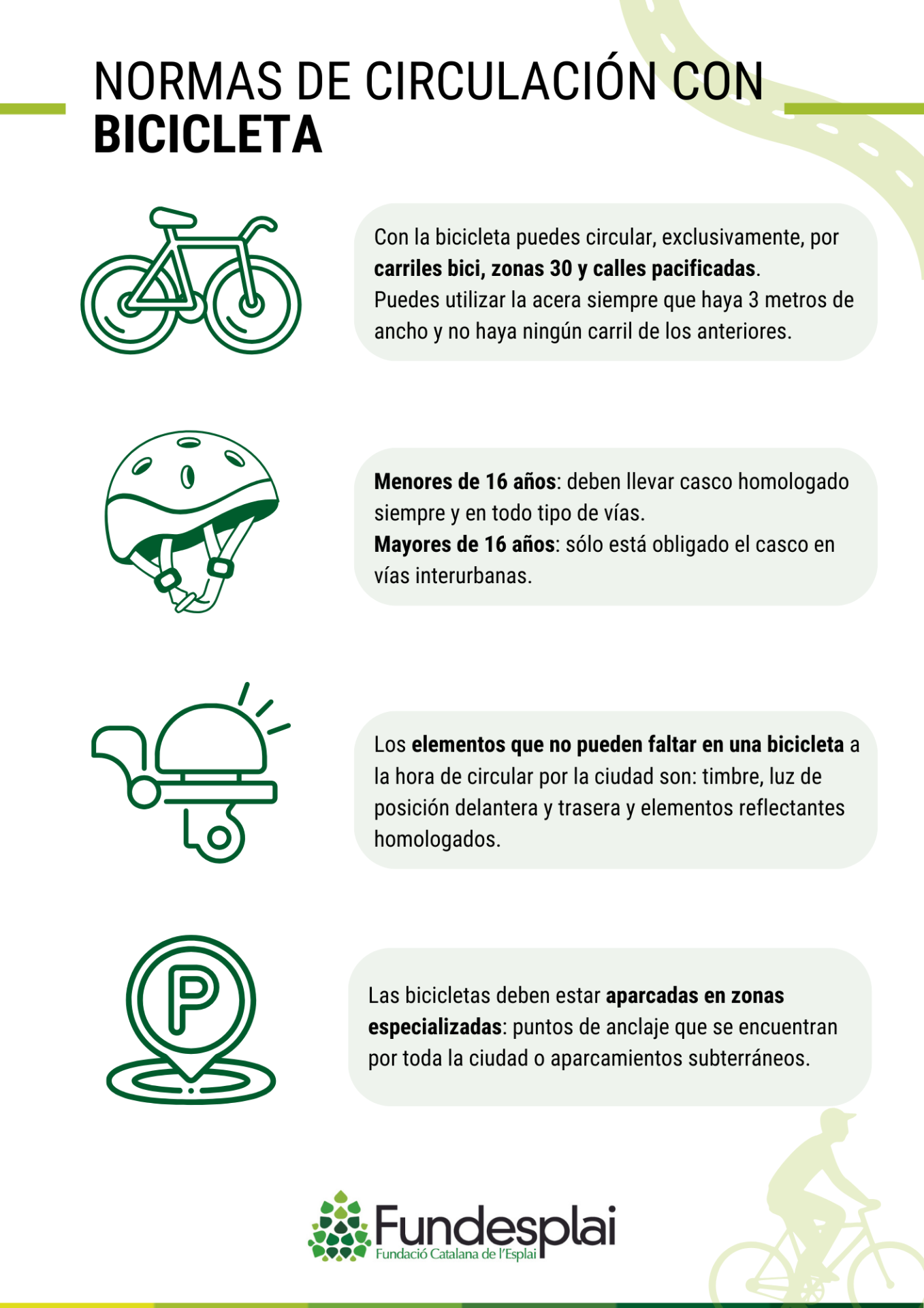 Infografia de normes de seguretat per anar amb bicicleta Cast