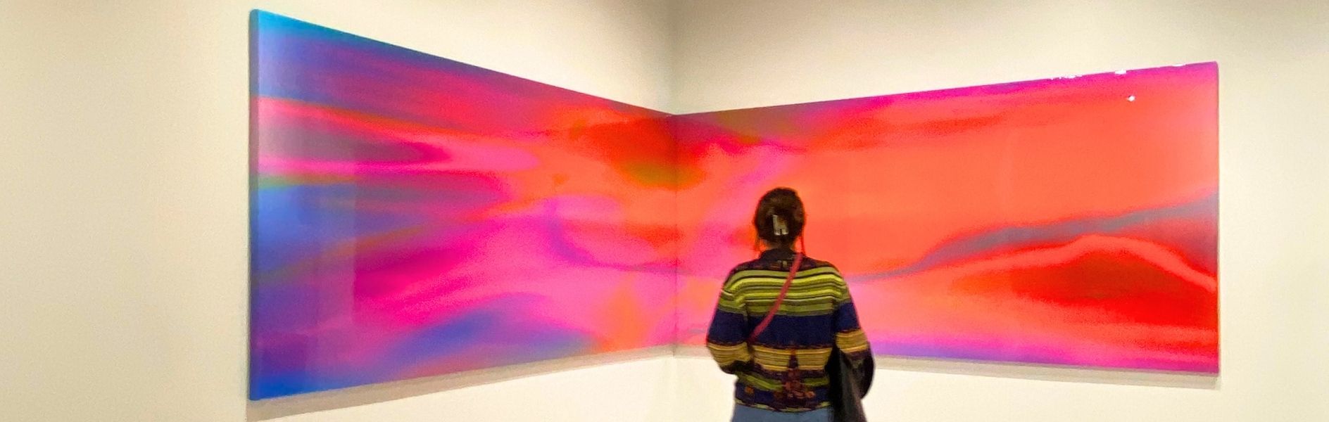 Noia mirant un quadre al Museu Moco de Barcelona